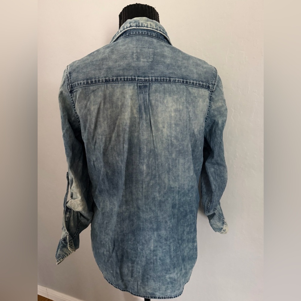 AG Adriano Goldschmied Denim Shirt Medium Chambray Button Front Roll Tab Sleeve - Picture 4 of 6